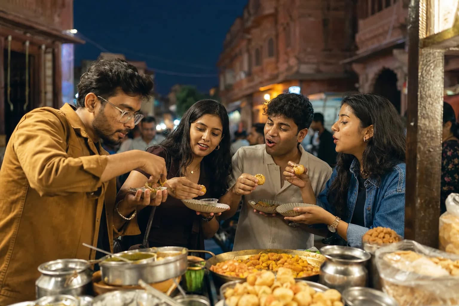 A group trying street food together in Jodhpur